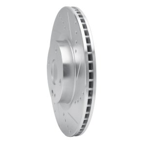 Fiat 124 Spider Brake Rotor (1) - Front Right - R1 Concepts - Drilled & Slotted - Silver - `16-`25